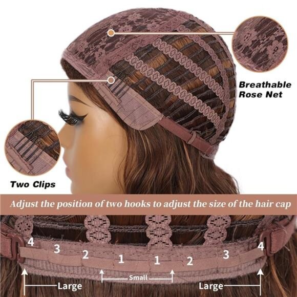 Shoulder Length Curly Bob Wigs Brown Highlight - Picture 5 of 5